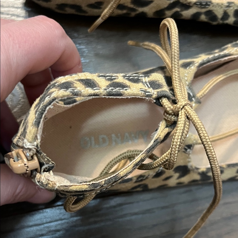Old Navy Animal Print Lace-Up Flats - Picture 2 of 9